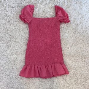Zara ruched pink ruffle dress